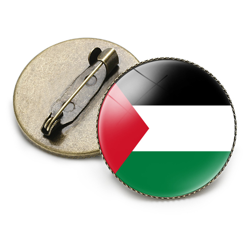 Women Fashion Qatar - Countries Flag Time Gemstone Crystal Brooch