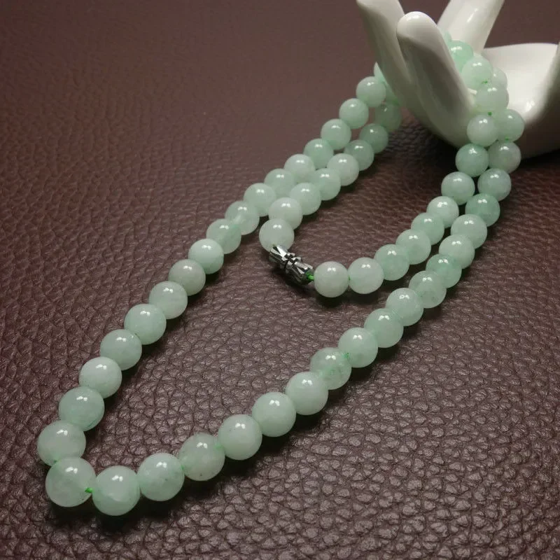 Trend Women Fashion - 8-10mm Green A Emerald Beads Necklace
