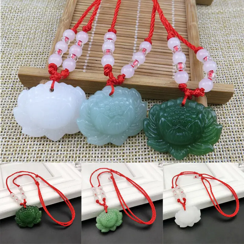 Trend Women Fashion - Natural Green Jade Lotus Pendant Beads