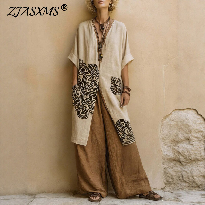 Women'S Fashion Kimono - Boho Open Front Kimono Geometric Print