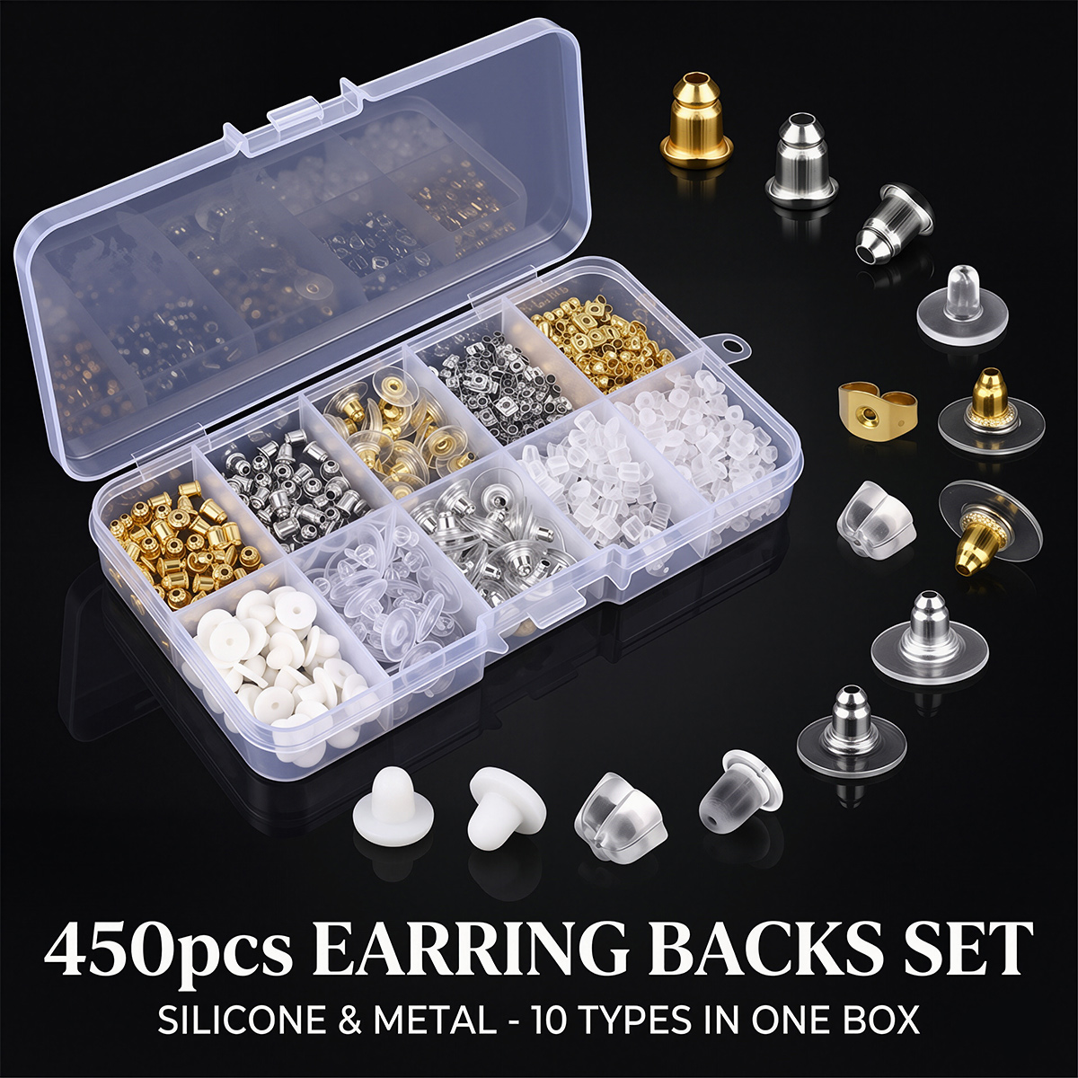 450pcs Silicone & Metal Earrin - Women'S Fashion Earrings review and price