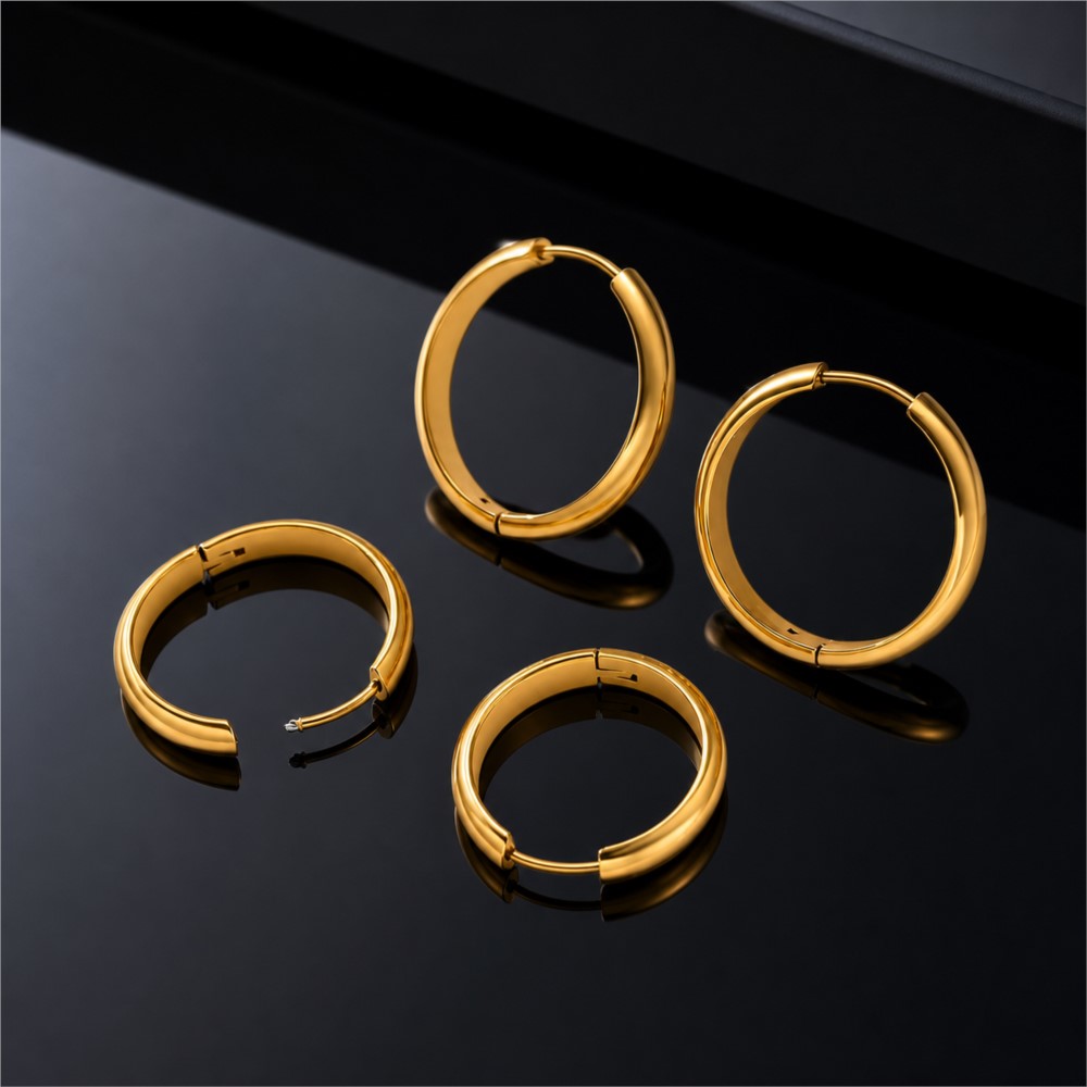 4Pcs Stainless Steel Round Hoo - Women'S Fashion Earrings review and price