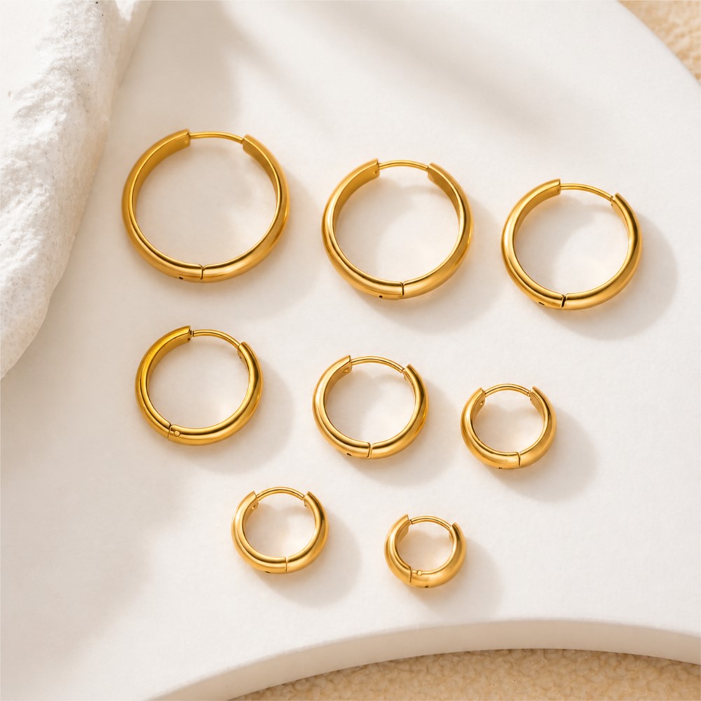 4Pcs Stainless Steel Round Hoo - Women'S Fashion Earrings review and price