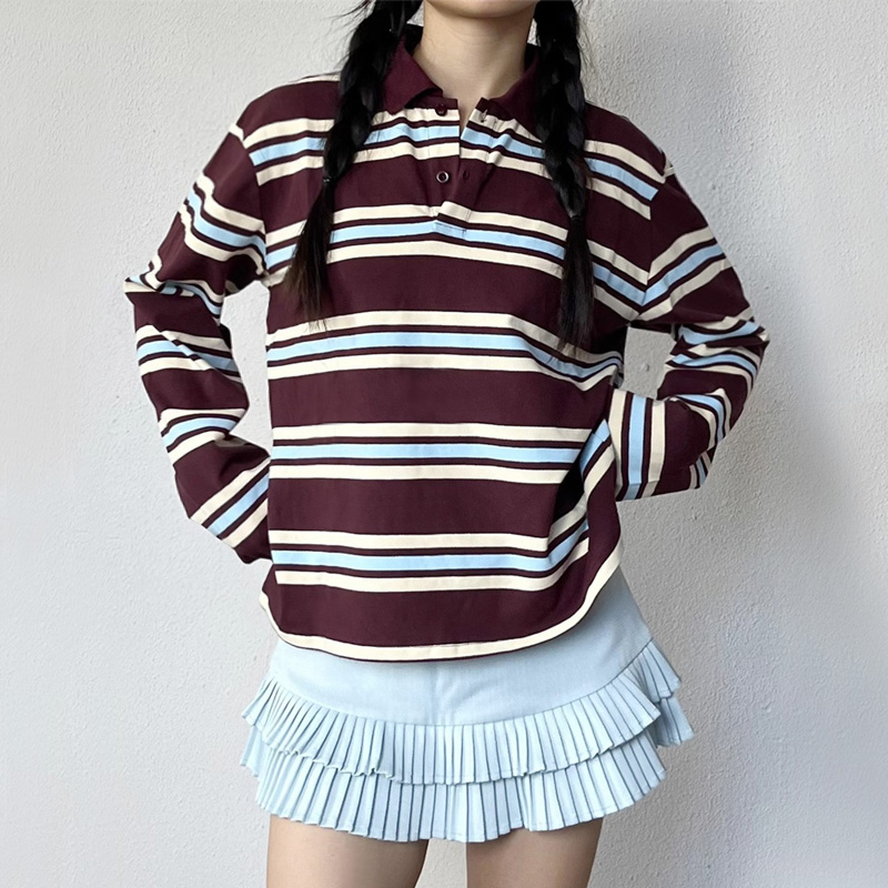 Women's Striped Relaxed Rugby  - Women'S Fashion Rugby Top review and price