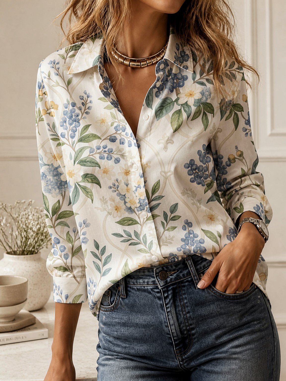 Casual All-match Collared Blou - Women Fashion Blouse review and price