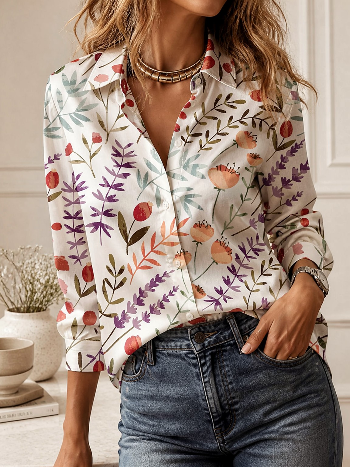 Casual All-match Collared Blou - Women Fashion Blouse review and price