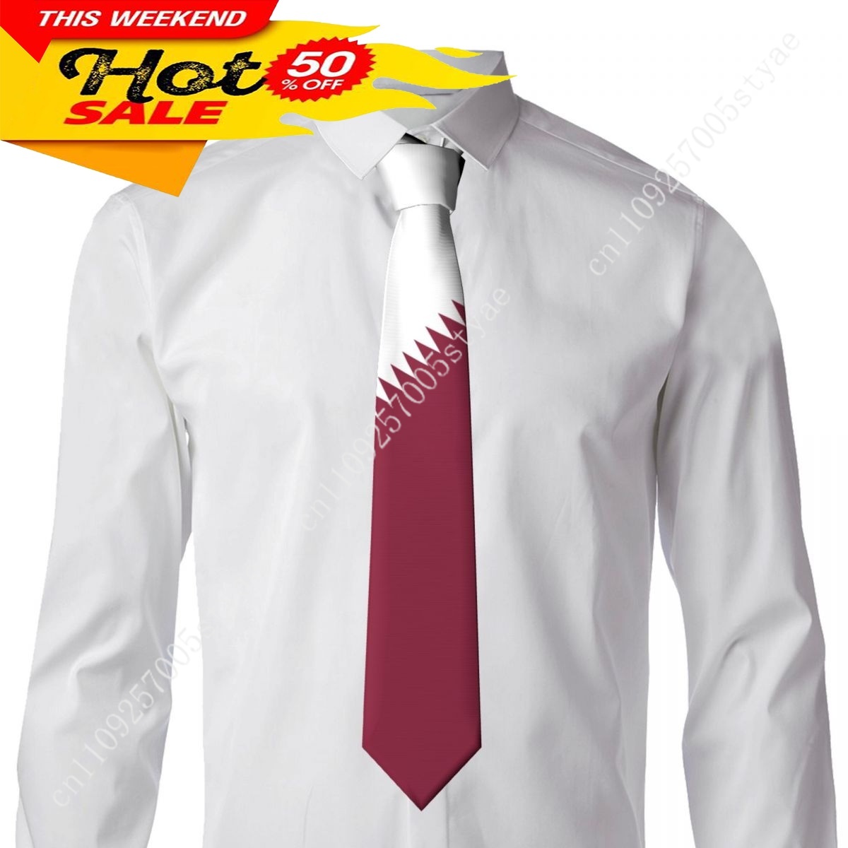 Qatar Flag Tie Emblem Necktie  - Women Fashion Qatar review and price