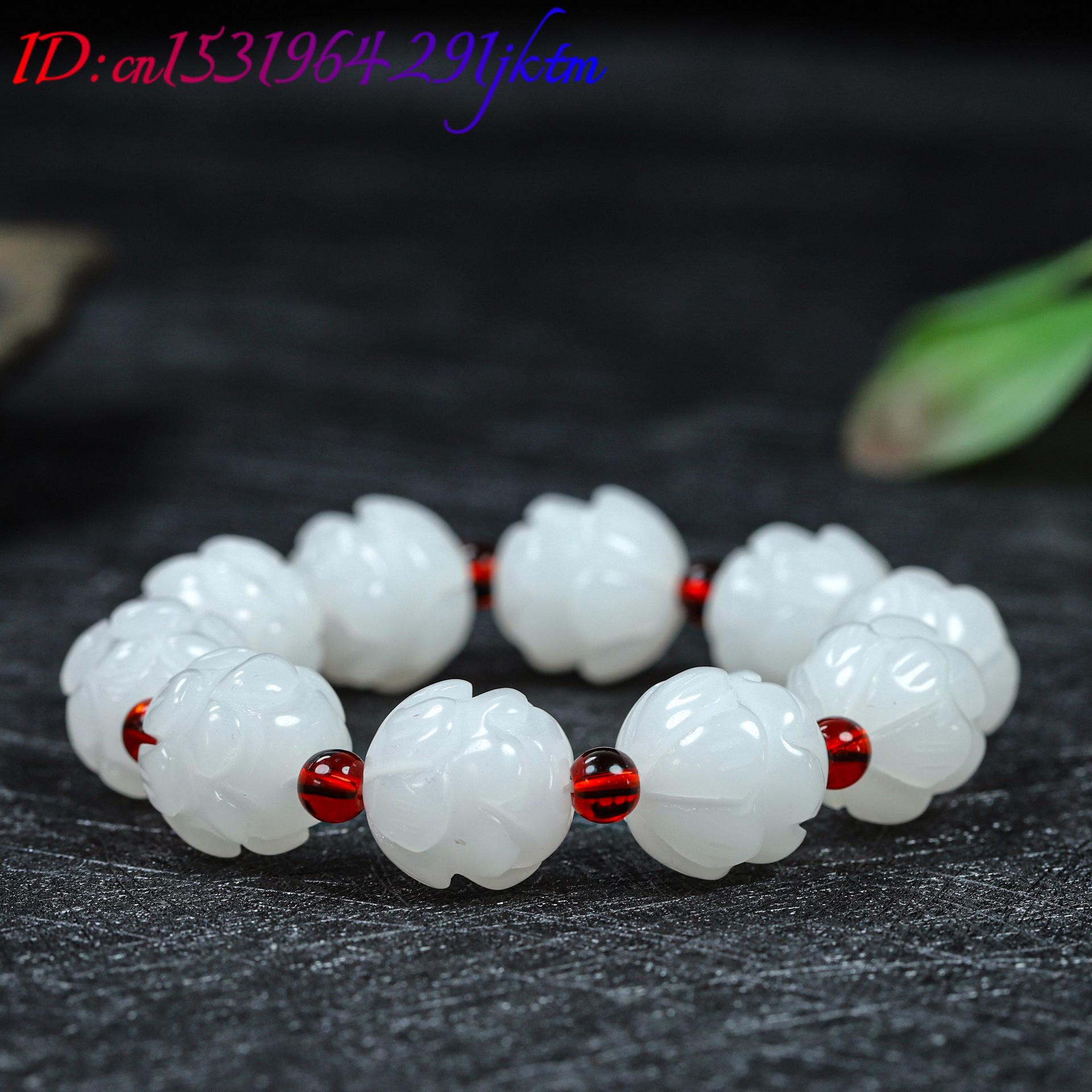 White Real Jade Lotus Bracelet - Women Fashion Designers review and price