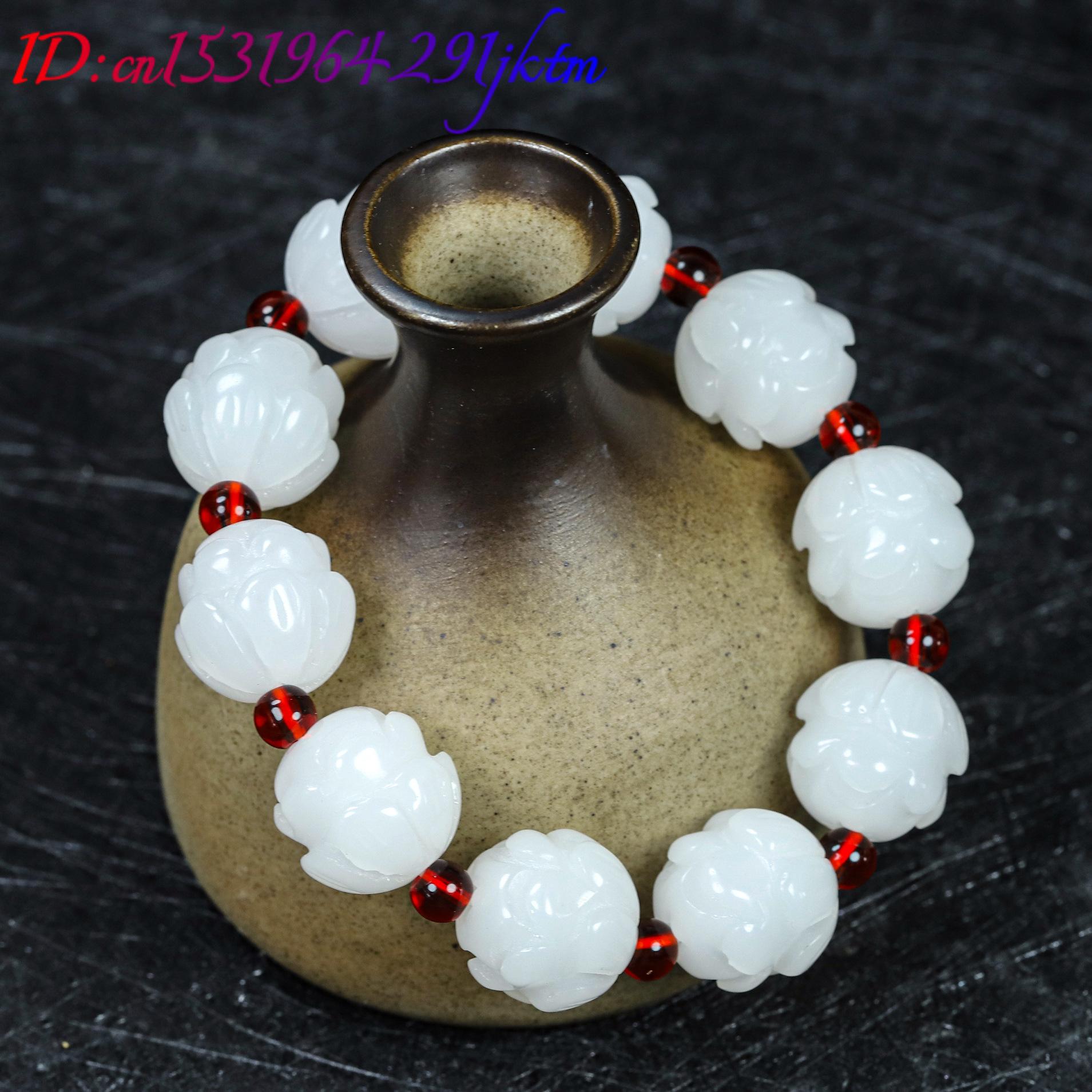 White Real Jade Lotus Bracelet - Women Fashion Designers review and price