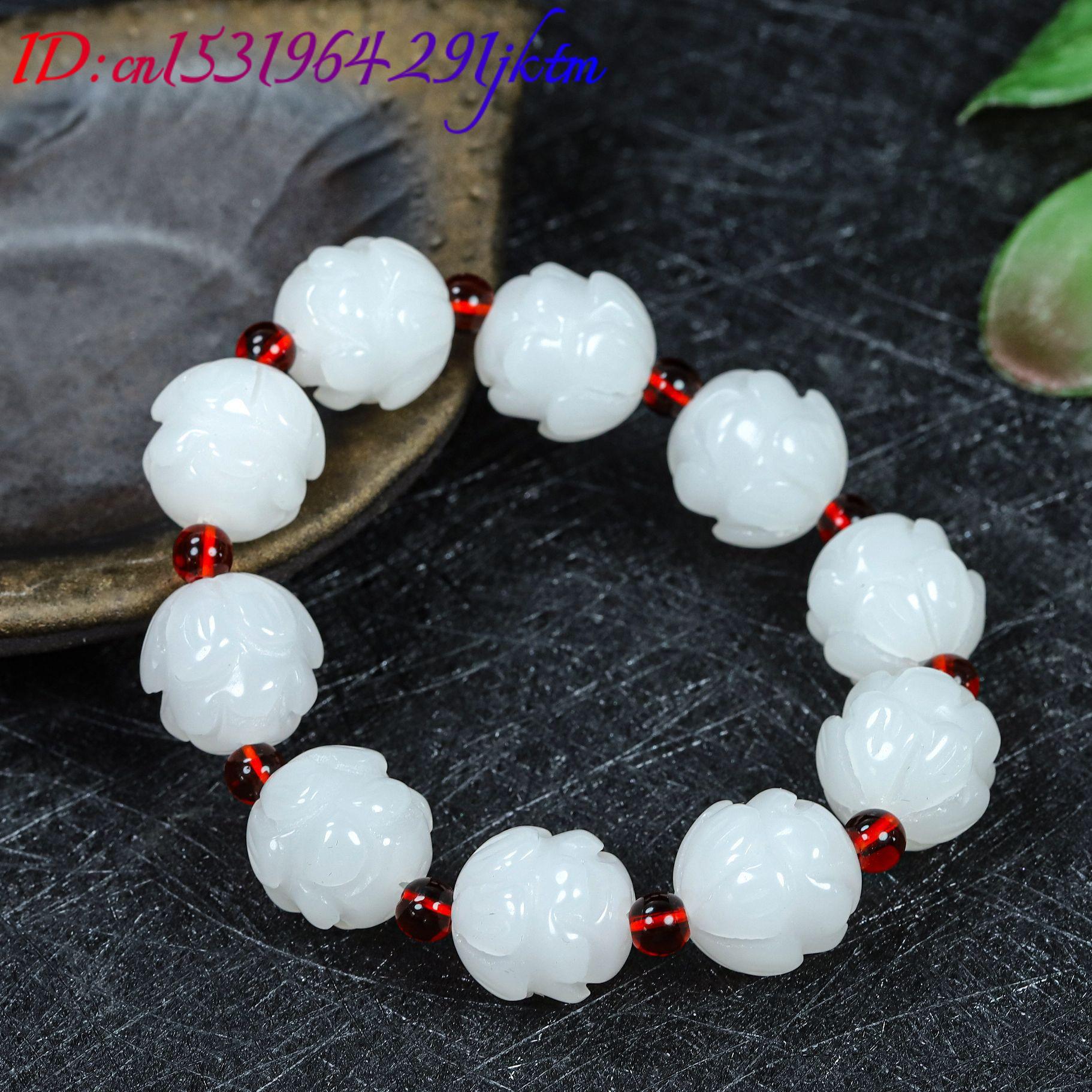 White Real Jade Lotus Bracelet - Women Fashion Designers review and price