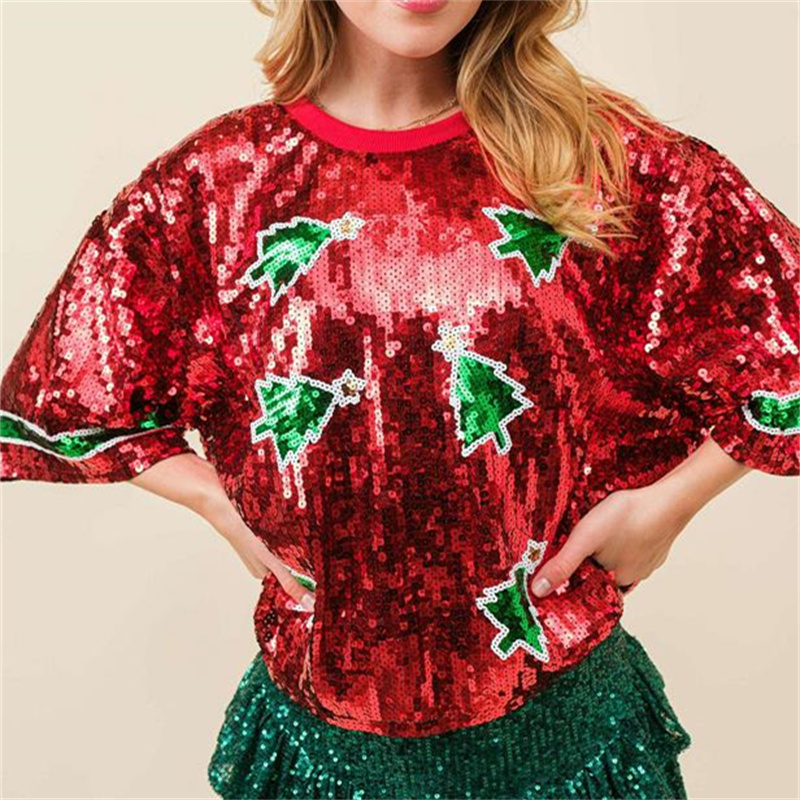Fashion Womens Sequins T-shirt - Women'S Fashion Rugby Top review and price