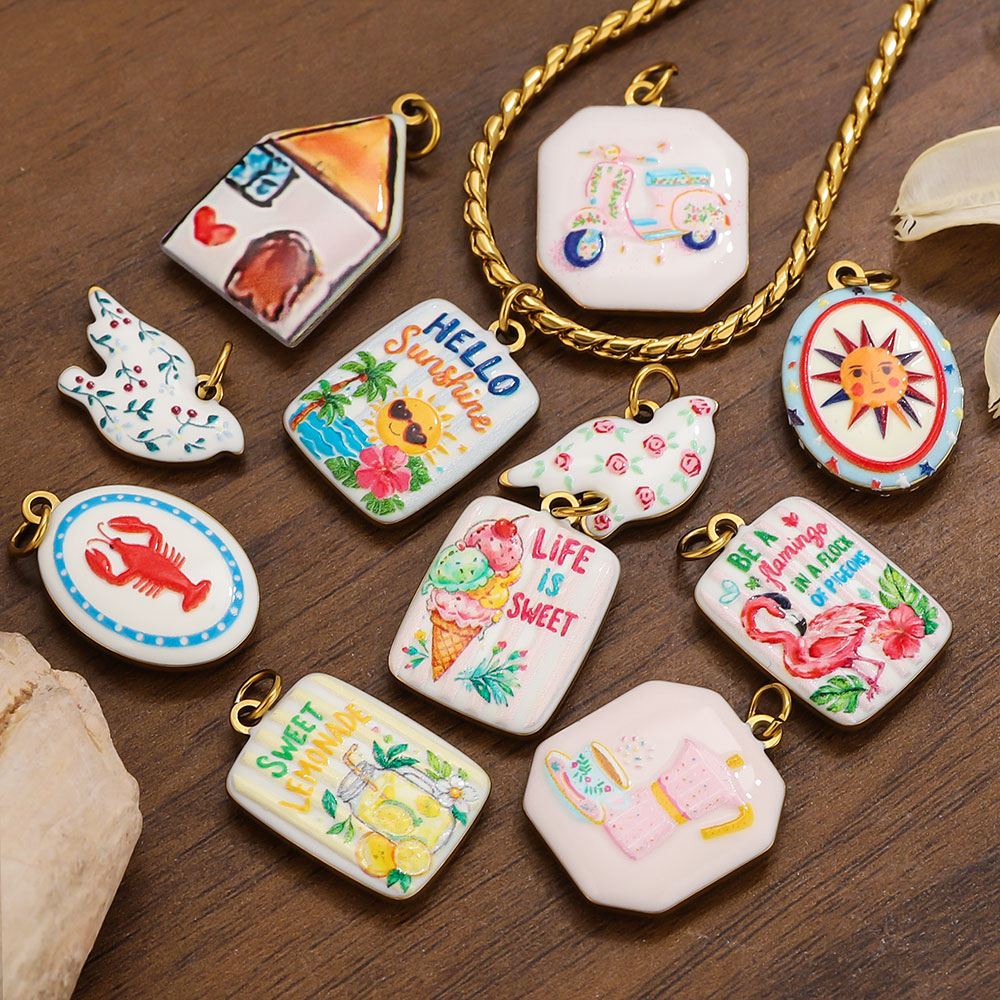 2 Pcs  Double-Sided Enamel Sta - Women Fashion Jewellery review and price