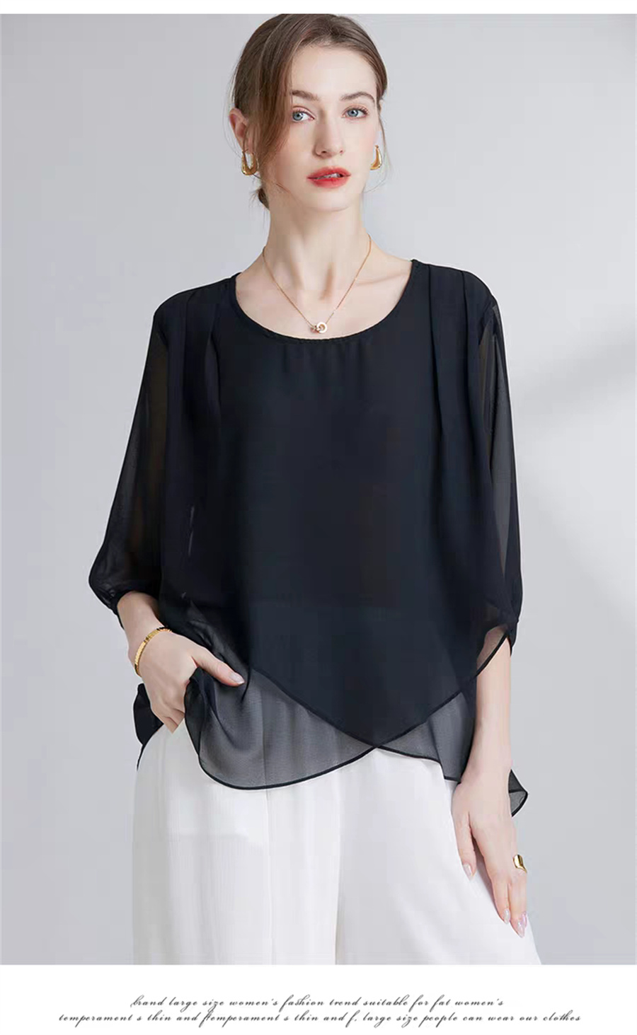 Korean Style Chiffon Plus-Size - Women Fashion Blouse review and price