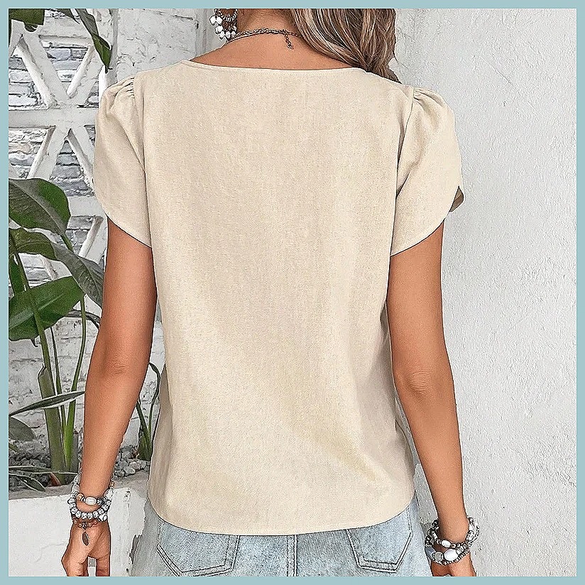 2024 Summer Vintage Solid Colo - Women Fashion Blouse review and price